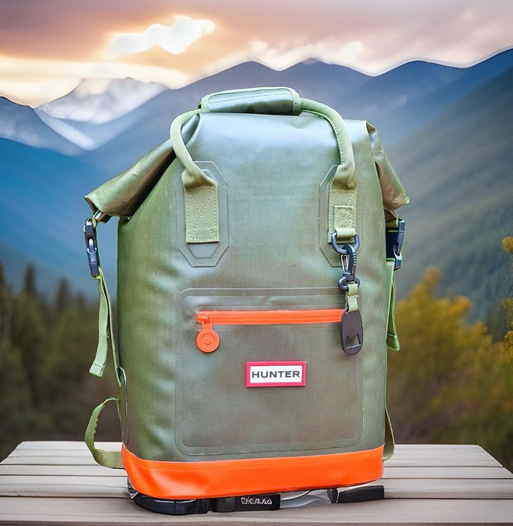 Hunter x Target Roll-Top Cooler Backpack 17L Waterproof Olive Green Orange